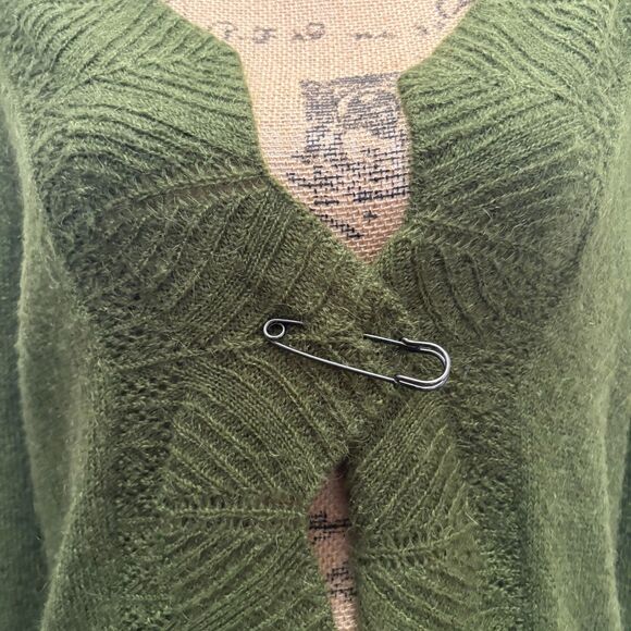 Cabi Mohair Blend Open Front Cardigan Olive Green Forest Fairycore Size Medium - Picture 2 of 5